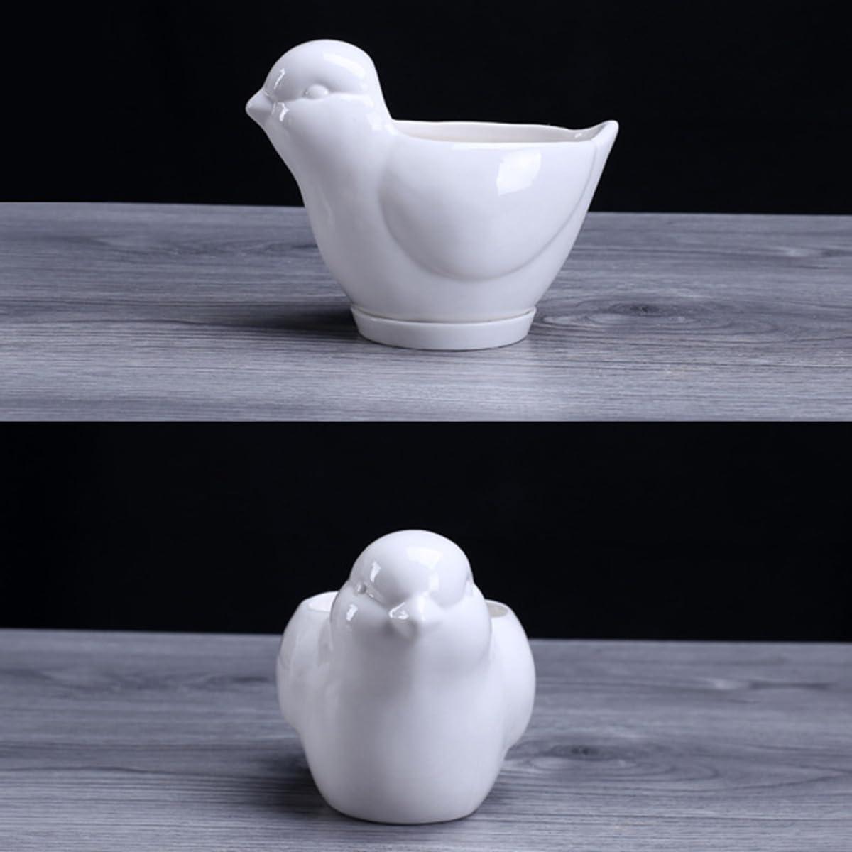 Yardenfun Ceramic Bird Shape Succulent Plant Pot Saucer Small White Flower Planter for Indoor Desktop Decor Home Gardening