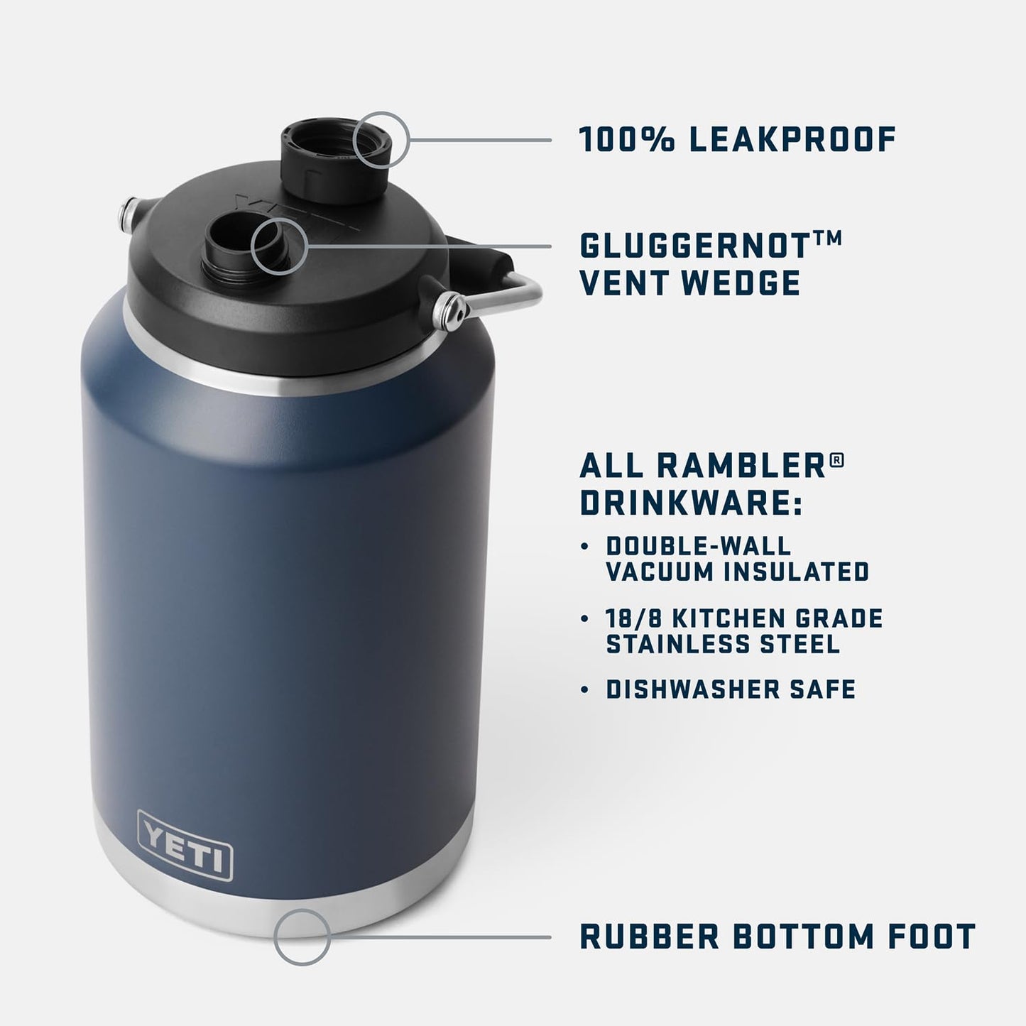 YETI Rambler Gallon Jug 2.0, Vacuum Insulated, Leakproof, Stainless Steel with MagCap, Rescue Red