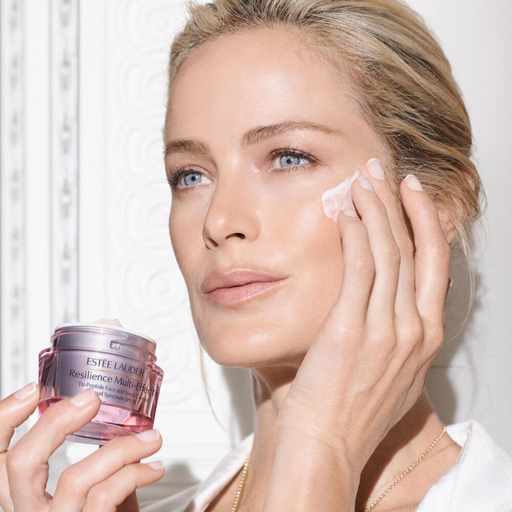 Estée Lauder Resilience Multi-Effect Tri-Peptide Face and Neck Cream Moisturizer SPF 15 for Normal/Combination Skin | Plumping & Anti-Aging, 2.5 Ounce