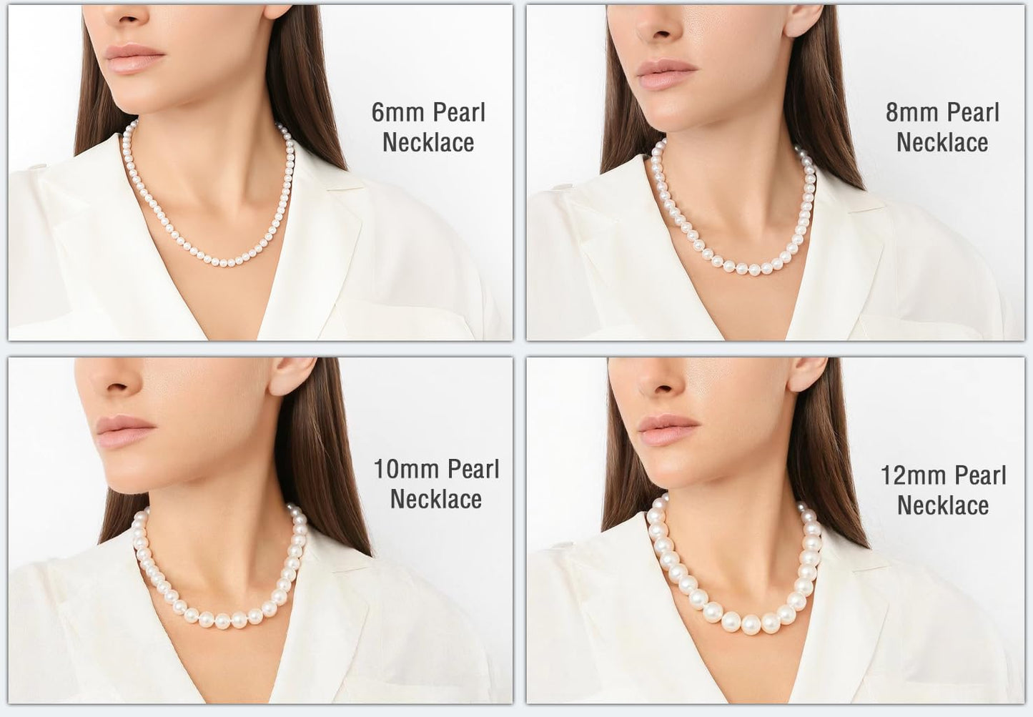 HUWODY Round White Simulated Shell Pearl Necklace Strand 6mm Pearl Choker Necklace Jewelry for Women 18inch
