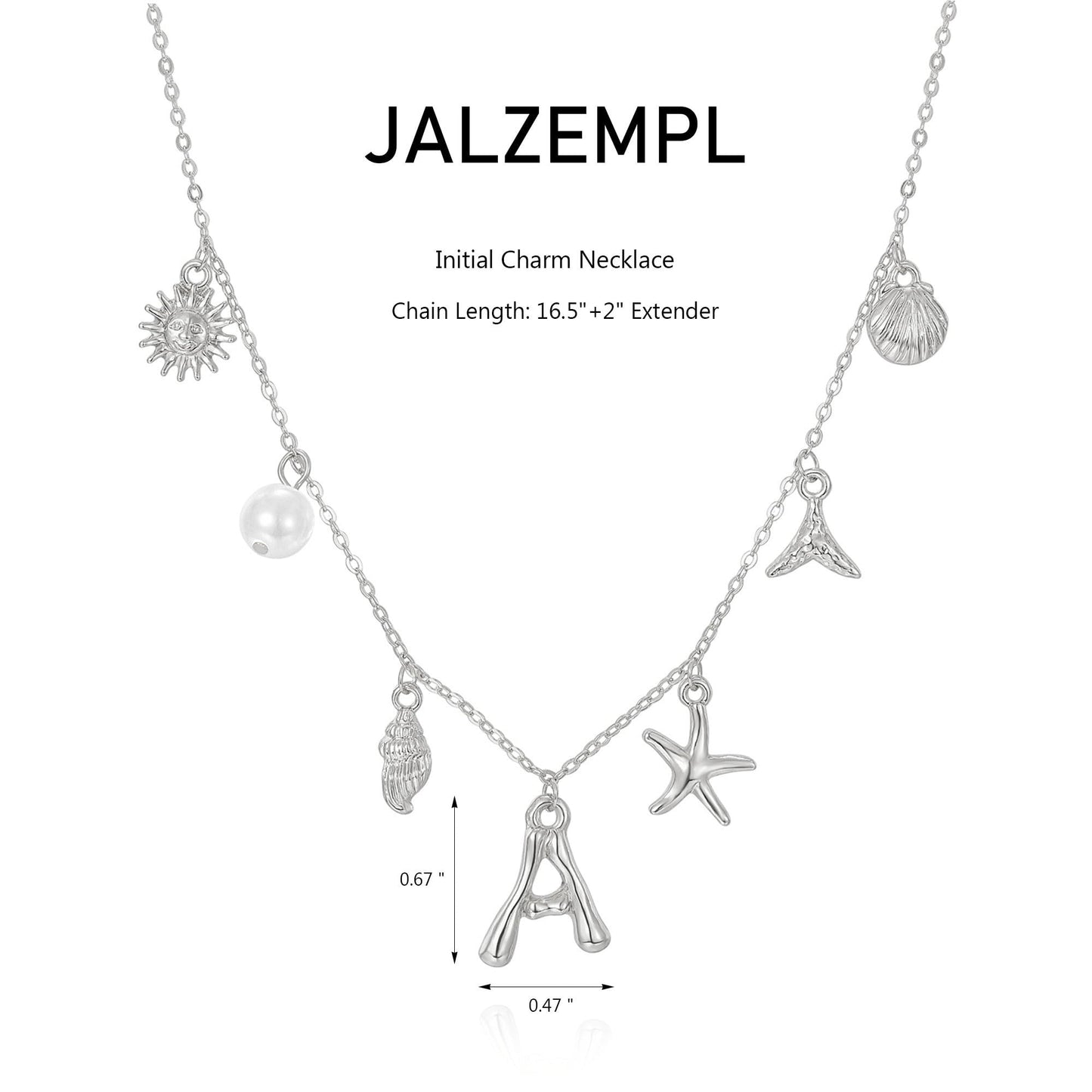 JALZEMPL Initial Charm Necklace For Women Seashell Shell Letter Boho Summer Beach Starfish 14k Gold Plated Silver Pendant Surfer Jewelry Gifts (X,Silver)