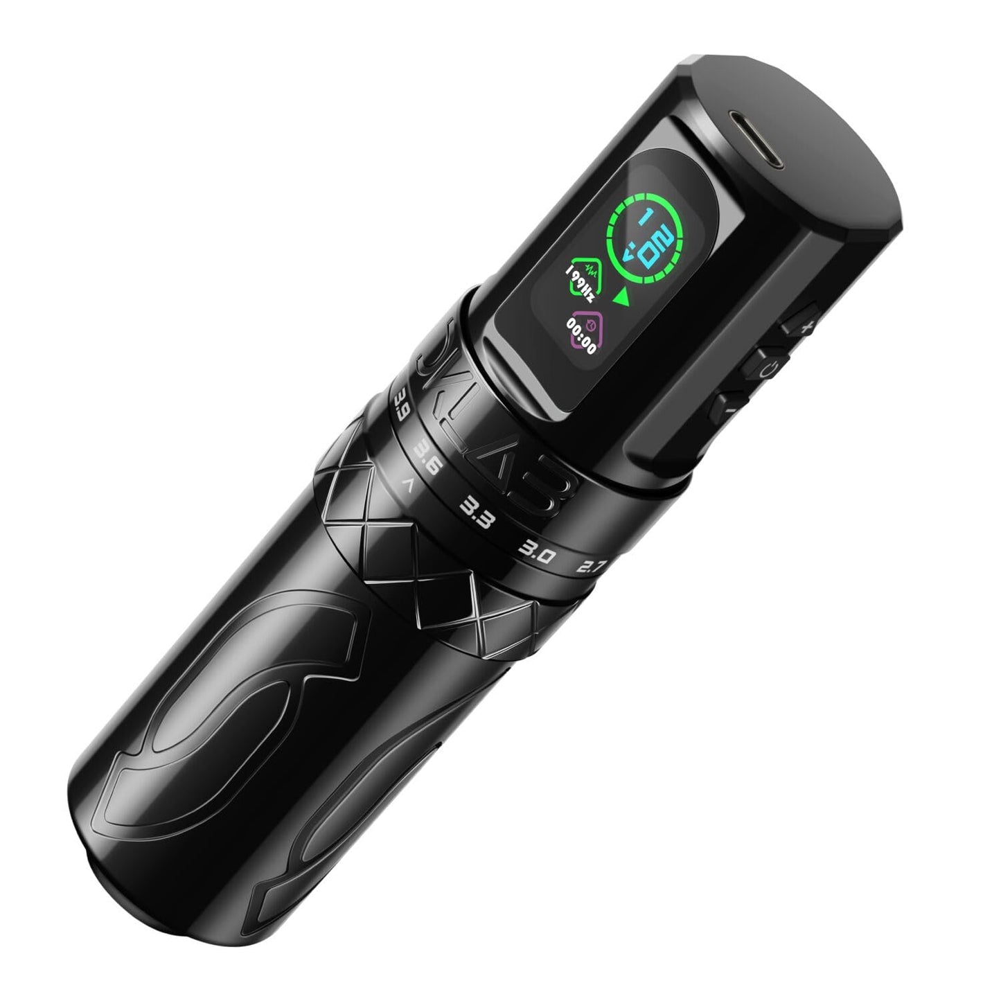 DKLAB Mizar Tattoo Pen Machine,Rotary Tattoo Gun Kit Load Strong Japanese Coreless Motor,Stroke Adjustable Start from 2.7mm to 4.5mm,2 Pieces of 1800mAh Battery Pack (Black)
