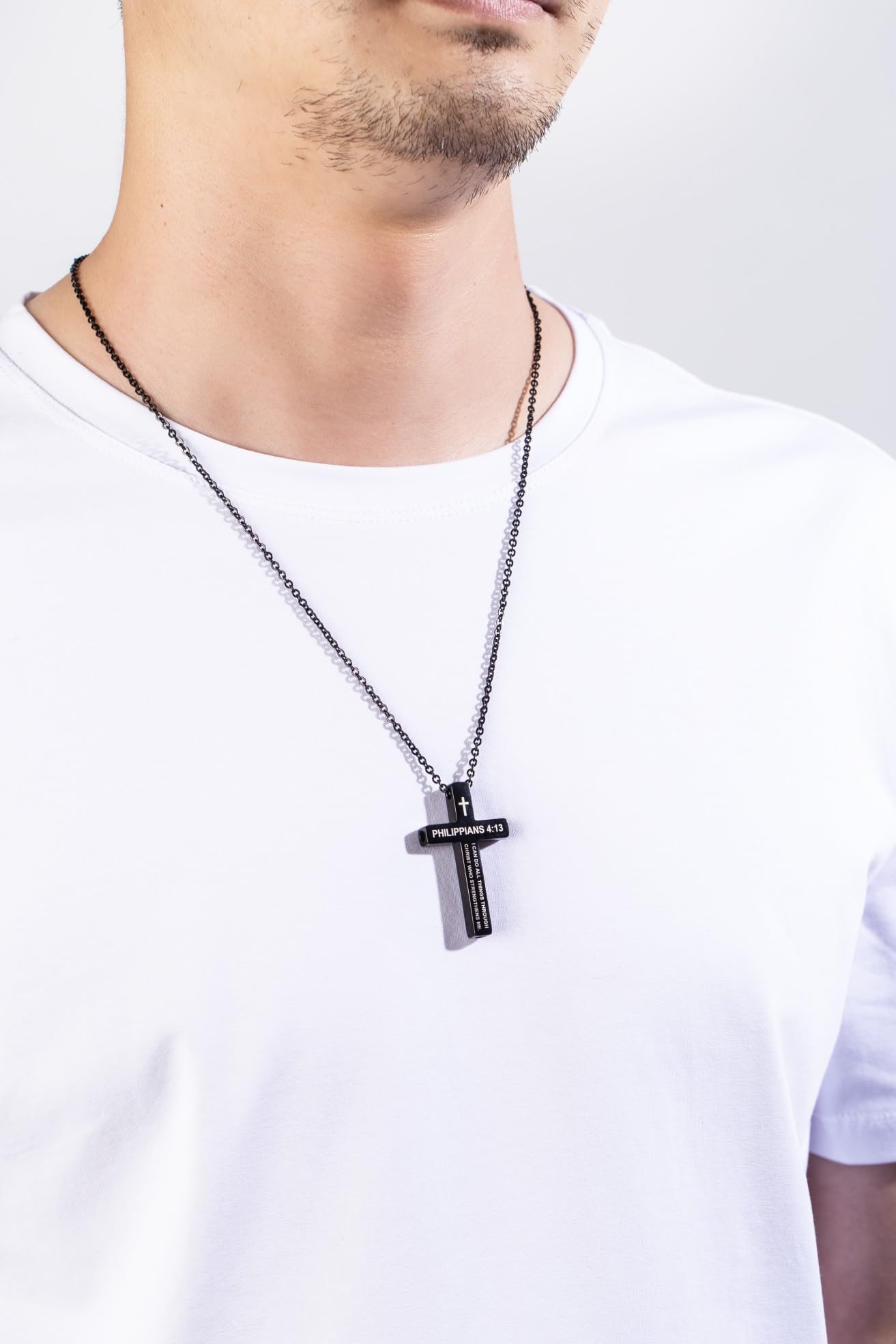 FUNPAR Cross Breathing Necklace for Anxiety, Inspirational Bible Verse Mindfulness Pendant Necklace, Stainless Steel Meditation Breathwork Tool, Anxiety Relief Items for Teens Gift(Silver 4: 13)