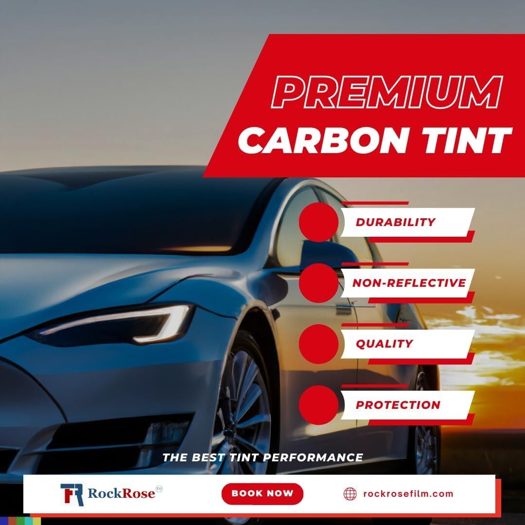 RockRose 35% Premium Carbon Car Window Tint Film 60 in x 100FT 2PLY Charcoal Privacy Film UV, Heat Blocking Tint for Car or Home Adhesive Film Easy Shrink, Plotter Friendly Pro Grade