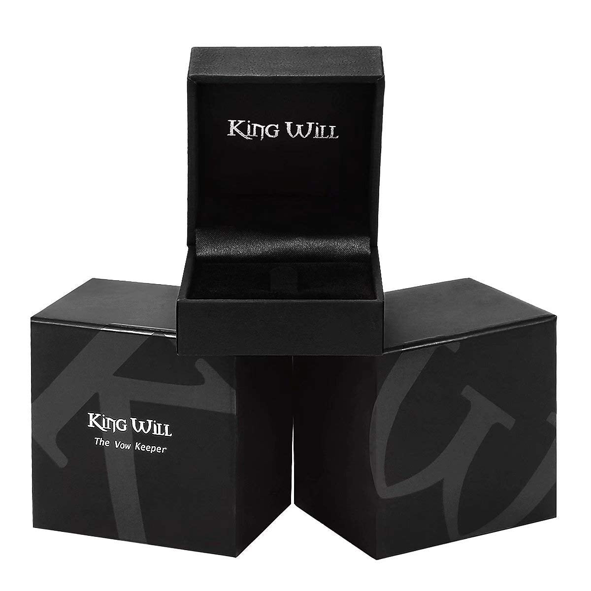 King Will 7mm Men's Black Wedding Ring - Brushed Matte Surface, Beveled Polished Edge, Comfort Fit Size 11