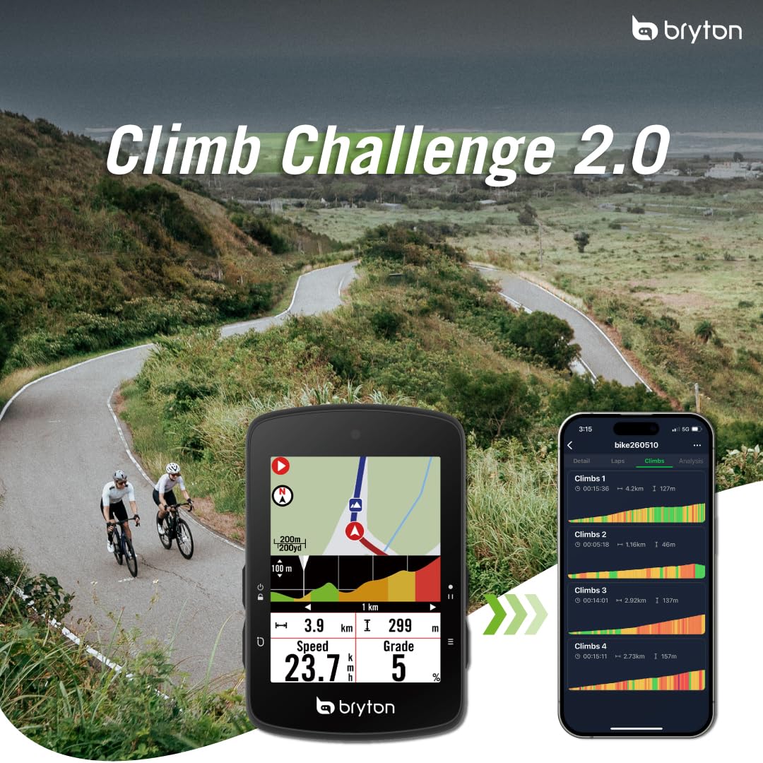Bryton Rider S510 2.8 Inch Color LCD Touchscreen GPS Bike/Cycling Computer, Offline USA Map, Compatible with Bike Radar, 30hrs Long Battery Life, Navigation with Turn-by Turn Follow Track Waterproof