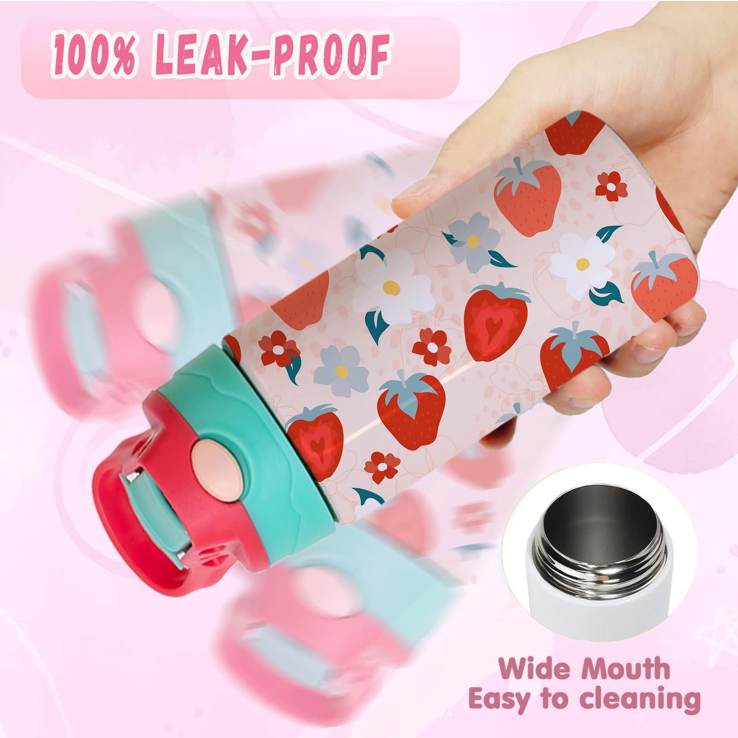 ZREGGUR Mixed Color 30pack 12oz Kids Sippy Cup Sublimation Stainless Steel Thermos Kids Water Bottle For School Toddler Cups Spill Proof With Straws and Lids