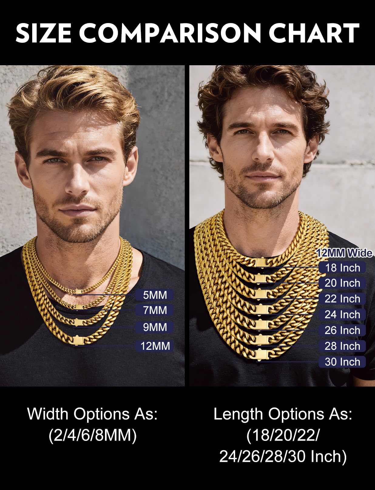 Bandmax 14K Gold Plated Miami Link Chain Necklace for Men 12MM Chunky Heavy Cuban Chains 24 Inches 80S 90S Hip Hop Rock Party Jewelry Mens Chain Necklace Gift