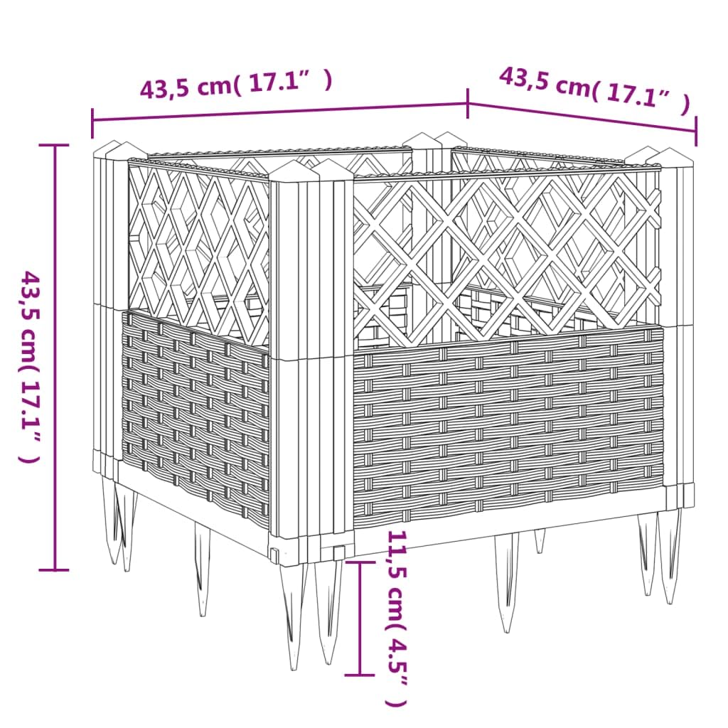 Qnhdfrt Black Square Garden Planter 17.1 Inch Modular Outdoor Large Planter Box with Basketweave Design for Raised Beds Gardens Patios and Terraces