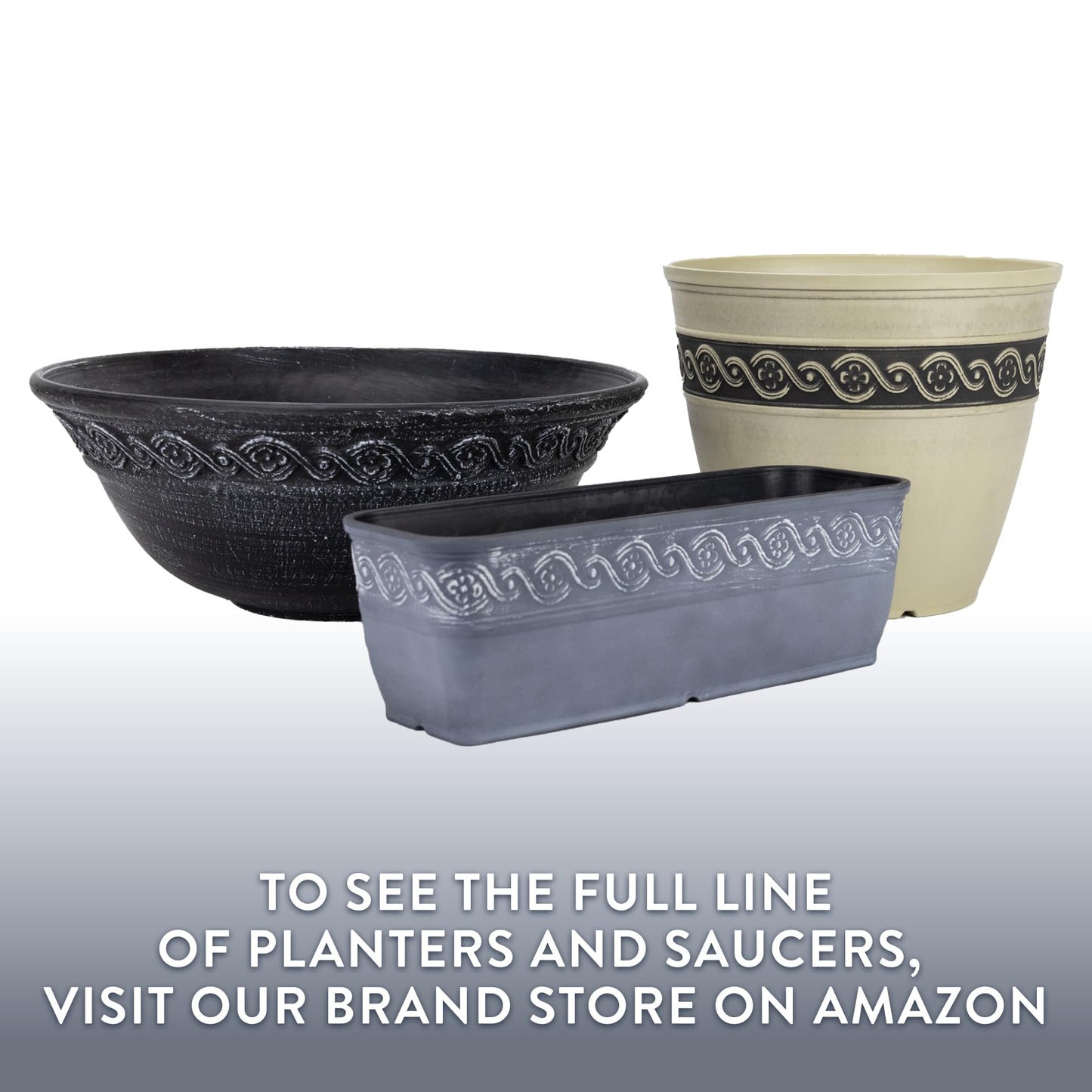Classic Home and Garden Corinthian Resin Planter Pot - Outdoor & Indoor Plant Pot - Round Planter for Plants & Flowers (10" Storm Gray, Pack of 1)