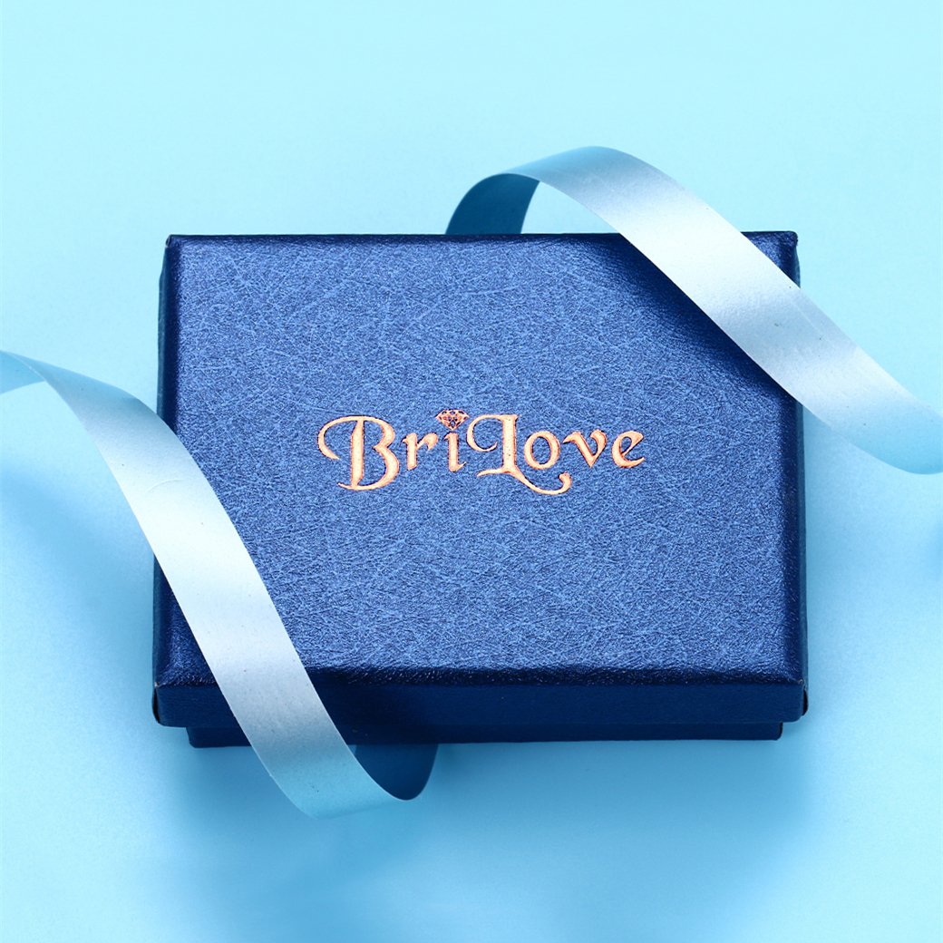 BriLove Wedding Bridal Dangle Earrings for Women Emerald Cut Crystal Infinity Figure 8 Chandelier Jewelry Navy Blue Sapphire Color Black-Silver-Tone