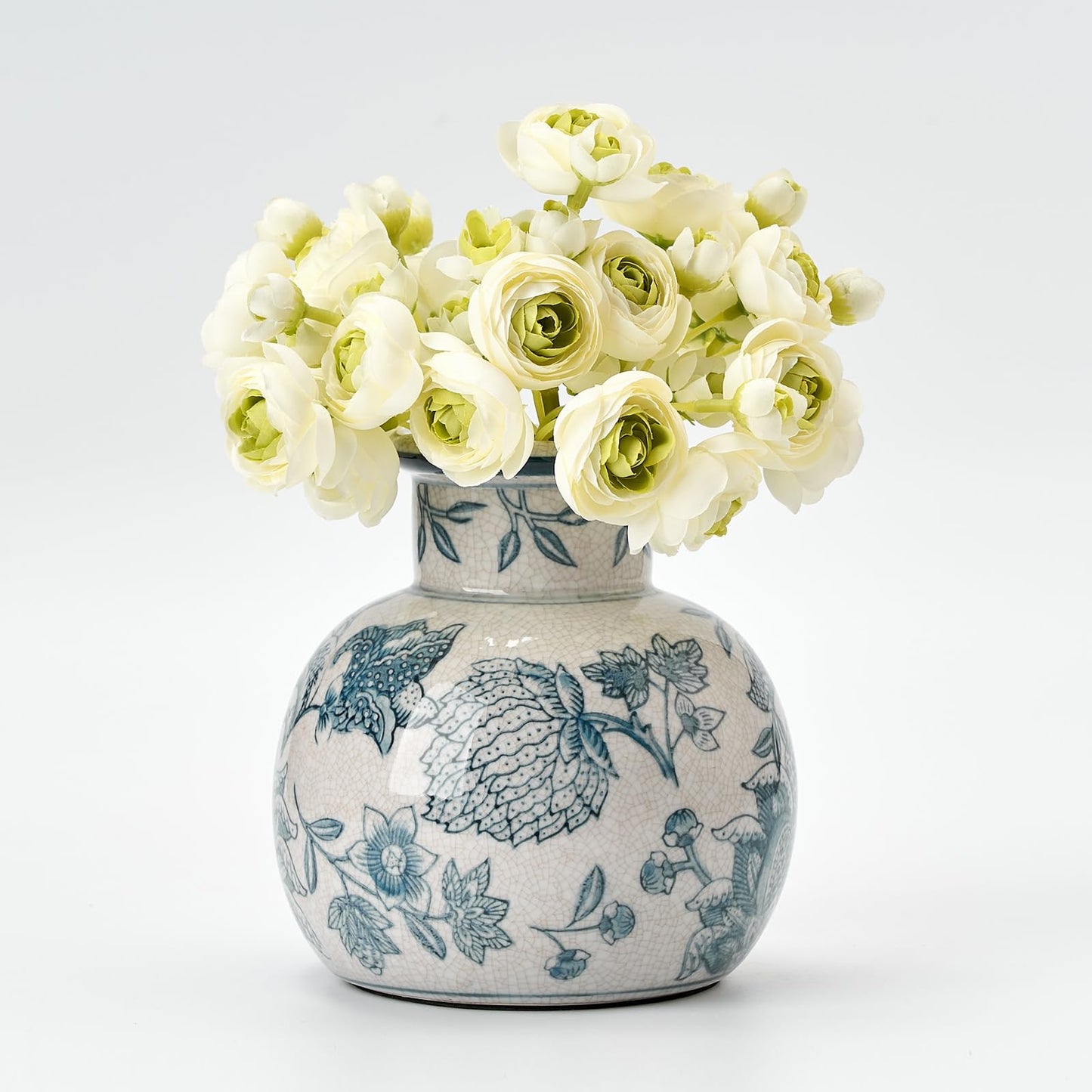 SIDUCAL Ceramic Rustic Farmhouse Vase | 6 Inch Pottery Decorative Flower for Home Decor | Boho Vase | Terracotta for Table, Living Room, Bathroom Decoration, Shelf Decor, Mantel
