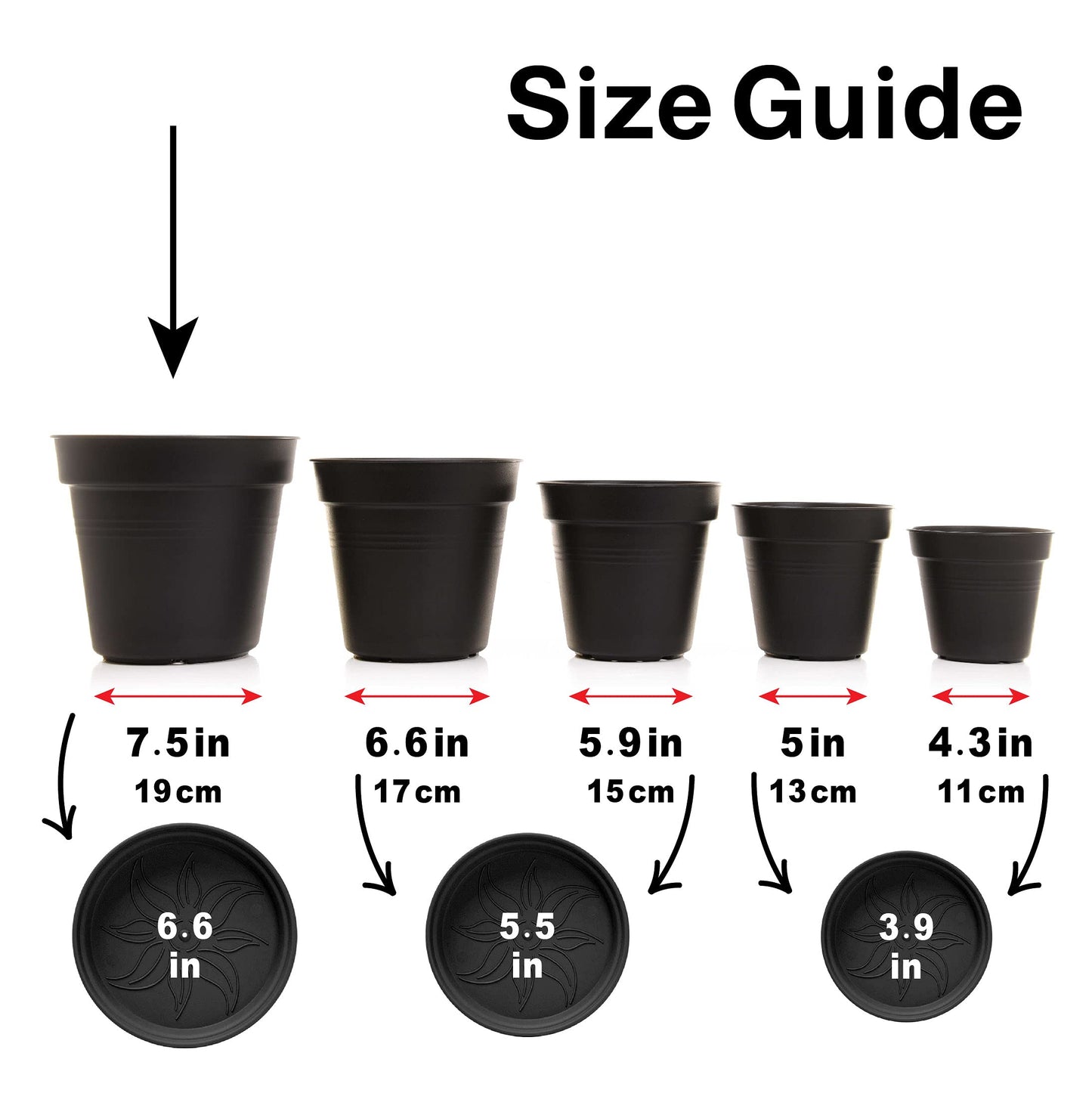 Mintra Garden Pots, 4 Pack Bulk Plastic Plant Pots with Drainage Tray, Round Indoor & Outdoor Decorative Planters with Drain Holes for Flowers, Herbs & Plants, 19cm Diameter – Purple, 7.5 in