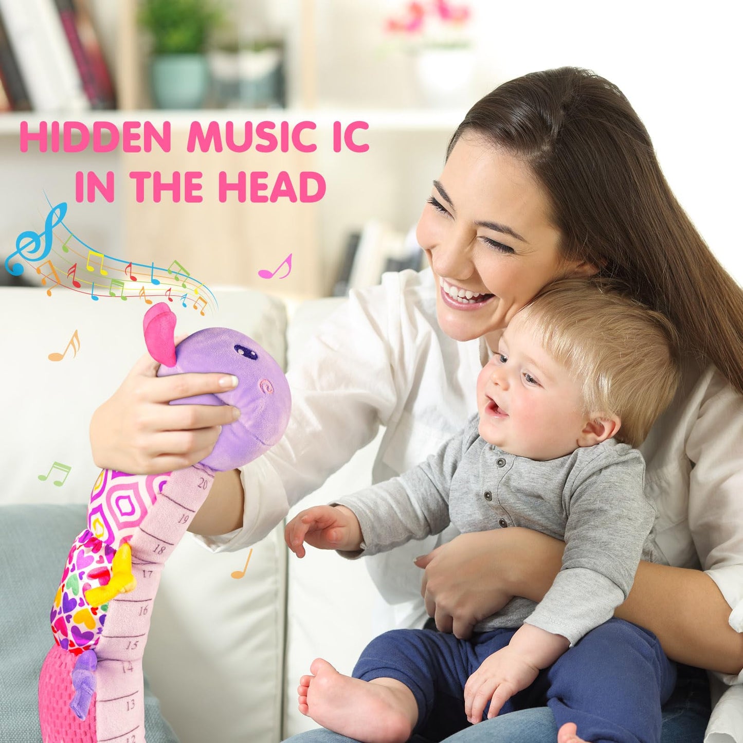 Baby Infant Musical Stuffed Animal Soft Toy with Multi-Sensory Crinkle, Rattle & Textures,Baby Girl Toy Birthday Gift for 0 3 6 9 12 Months+,Caterpillar,Purple