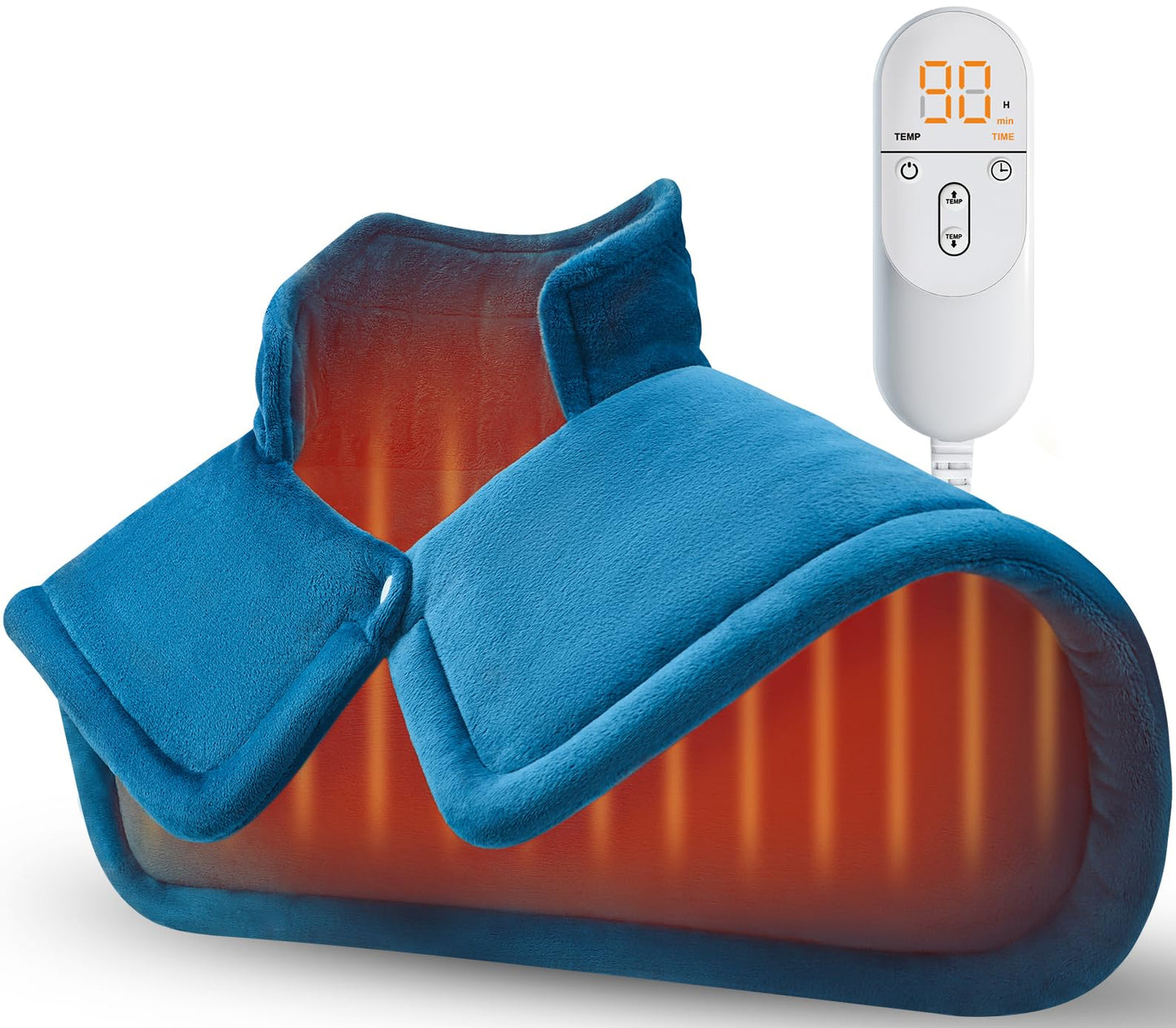 Heating Pad for Neck and Shoulder, Gifts for Men Dad Husband, Electric Weighted Heat Pad for Back Pain Relief, Anniversary Christmas Gifts for Women Mom, Blue
