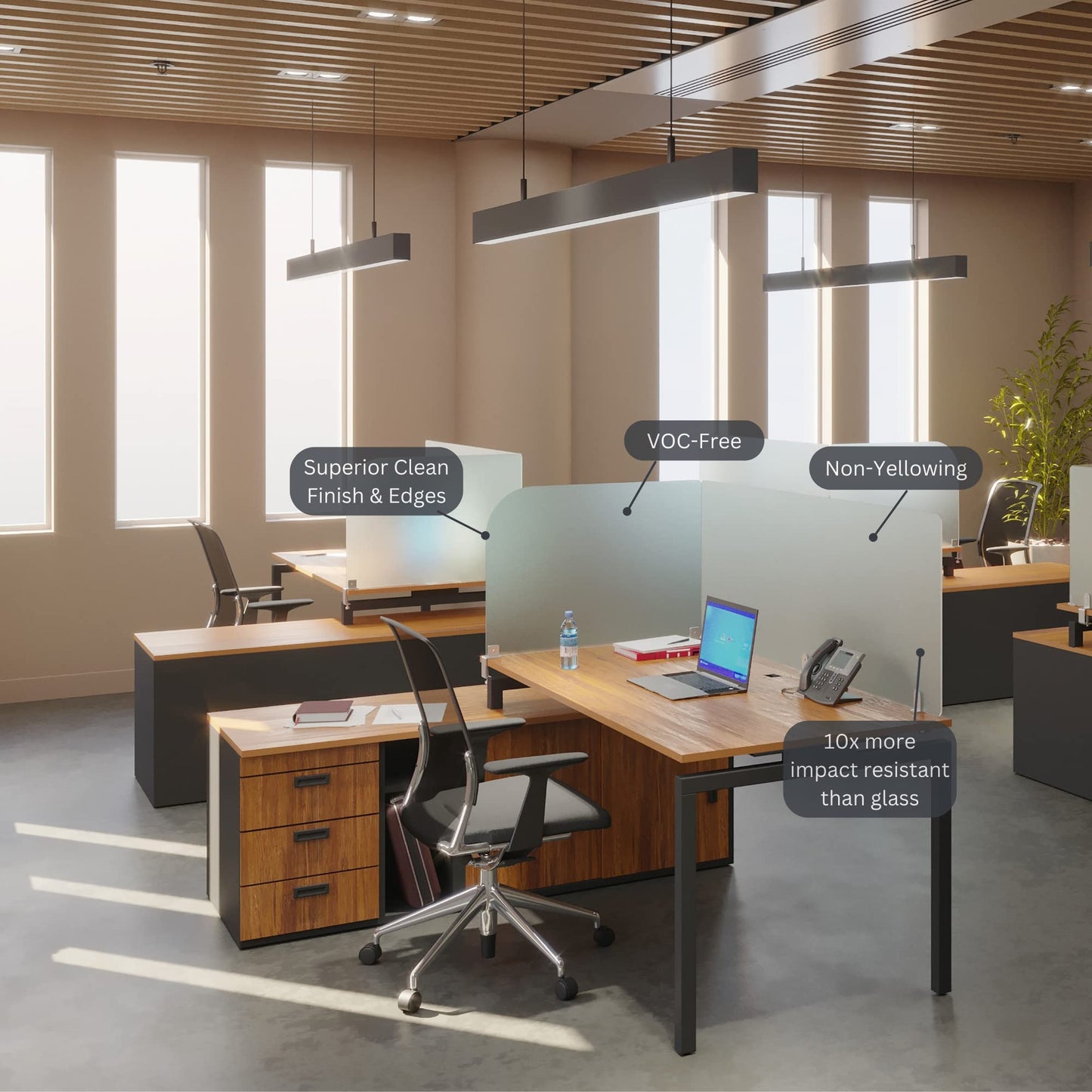 Desk Divider for Students and Desk Privacy Panel. Office Partitions and Ideal Cubicle Light Shield. Frosted Acrylic Clamp-on Desk Partition - 29” W x 18”H Divider