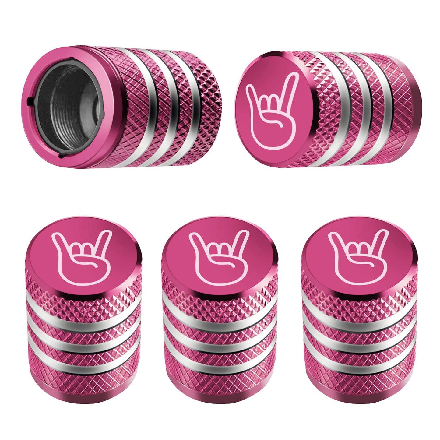Tire Valve Stem Cap Cover - (5 Pack) Tire Air Cap Metal with Plastic Liner Corrosion Resistant Leak-Proof American Flag for Car Truck Motorcycle Bike Black
