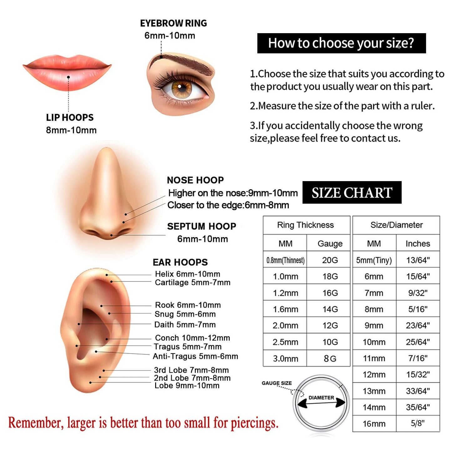 Nose Rings 14 Gauge Nose Ring Hoop Earrings For Women 14g Nose Hoop 12mm Double Hoop Septum Jewelry Surgical Steel Septum Ring Septum Clicker Lip Rings Helix Earring Rainbow Cartilage Earring