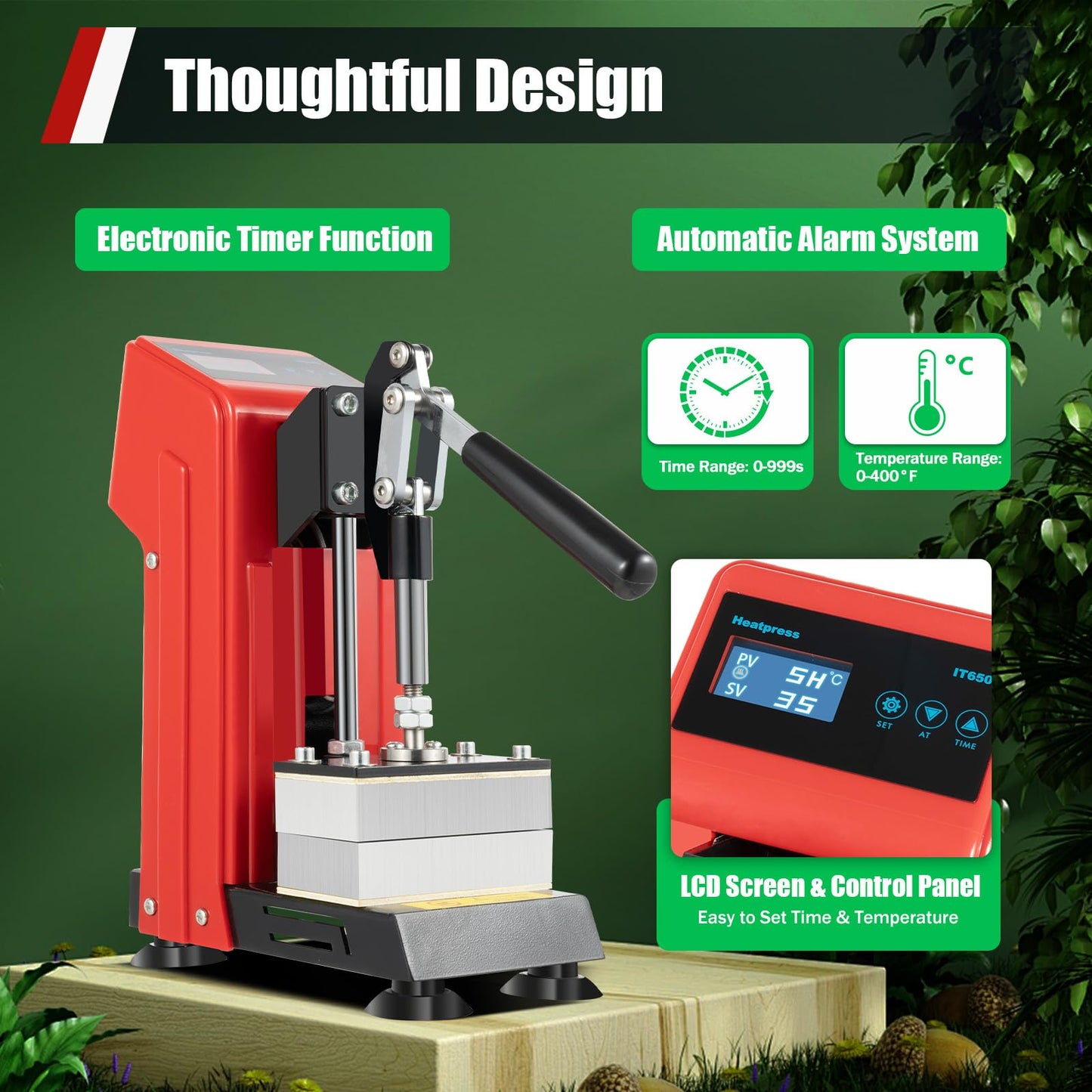 APOUDM Heat Press Machine, 900W Mini Manual Heat Presser, Heavy Duty Hot Press Stamping for Printing Heat Transfer Equipment