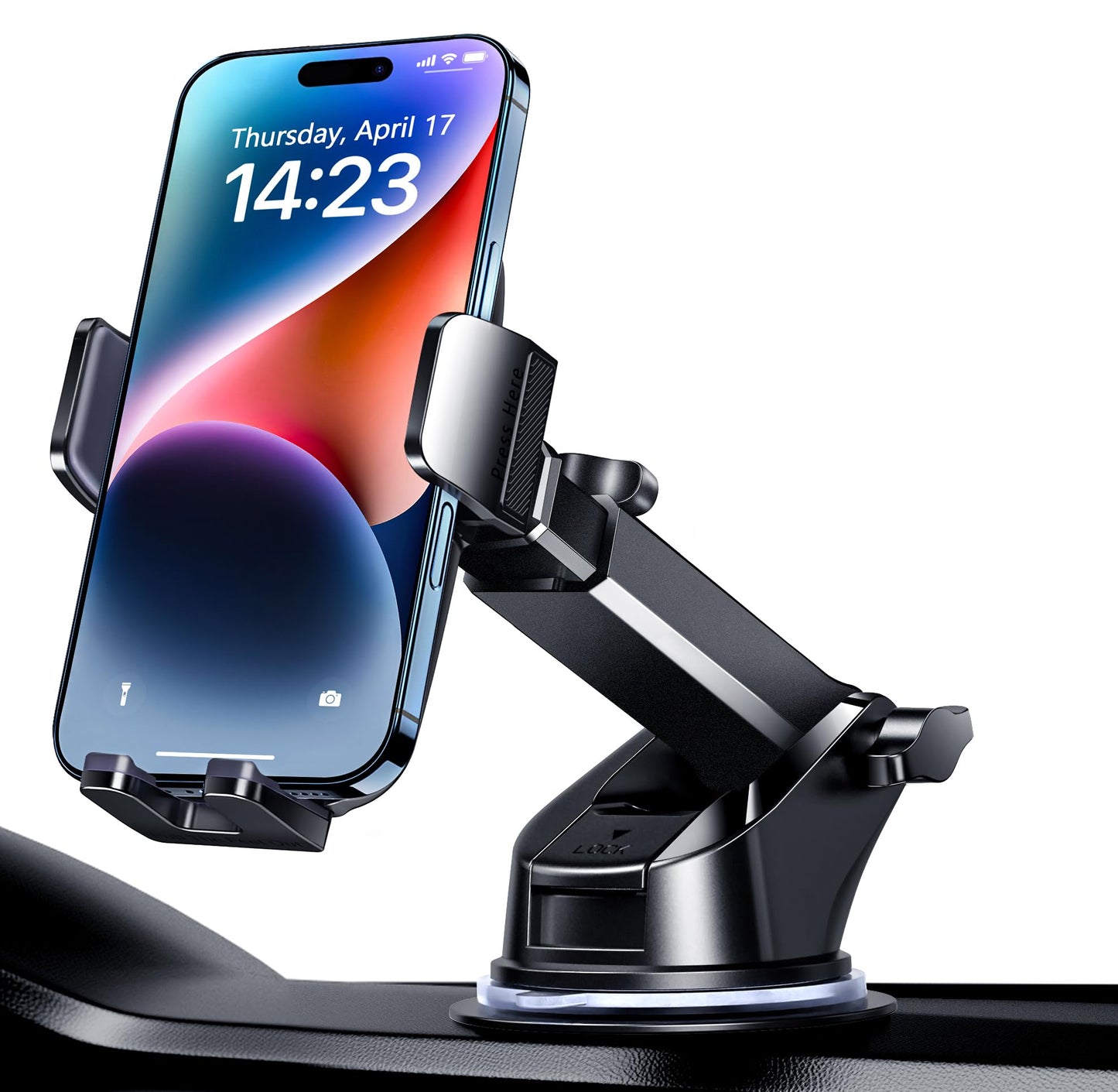 Qifutan Car Phone Holder Mount Phone Mount for Car Windshield Dashboard Air Vent Universal Hands Free Automobile Cell Phone Holder Fit for iPhone Smartphone Carbon Fiber