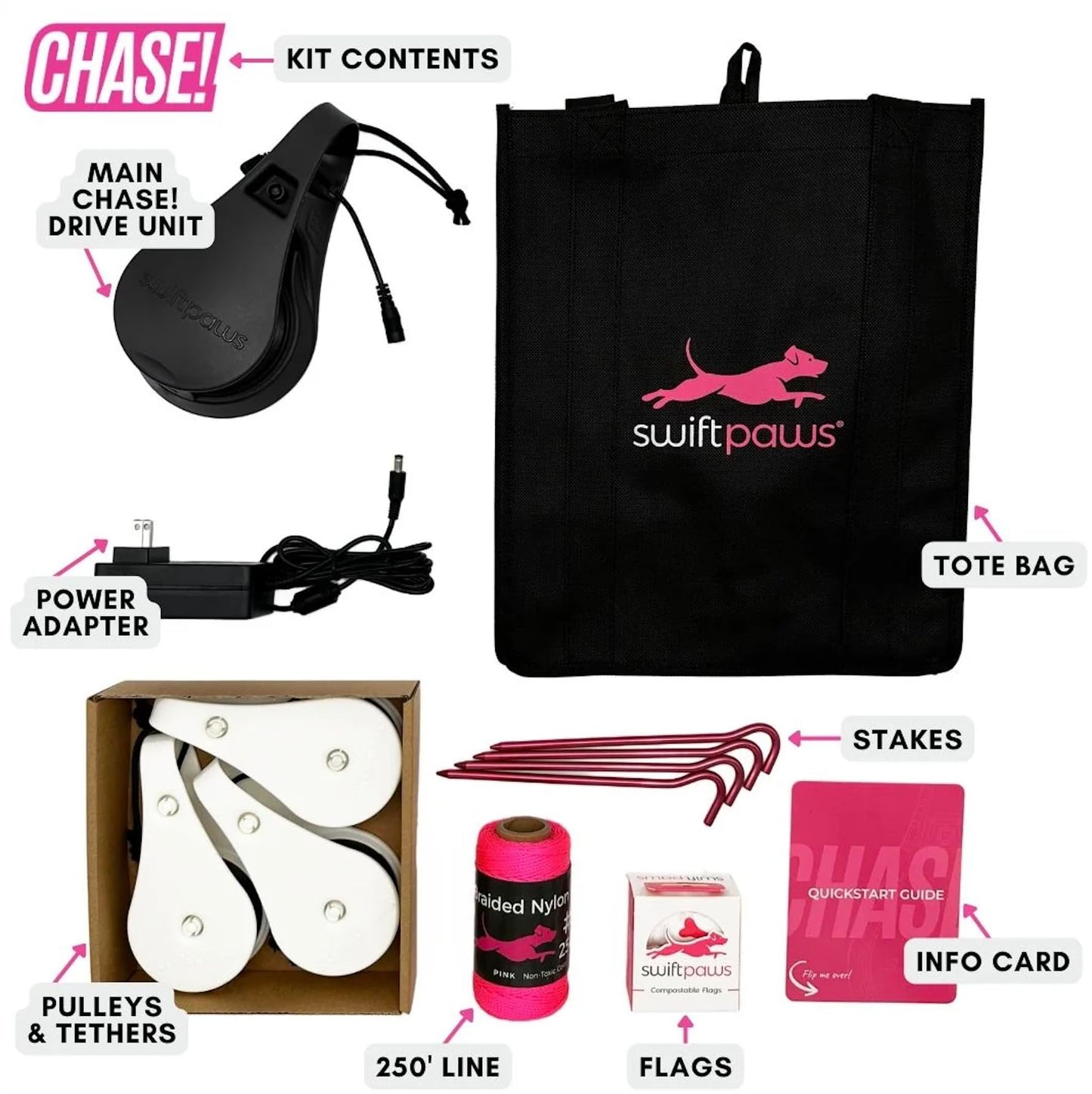 Swift Paws - Chase! - App-Control Dog Toy - Capture The Flag Lure Course - Interactive Dog Enrichment Toy