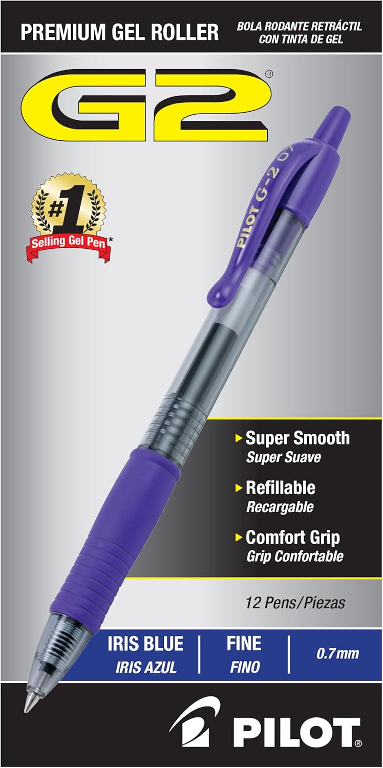 Pilot, G2 Premium Gel Roller Pens, Fine Point 0.7 mm, Black, Pack of 12 (Dozen Box)