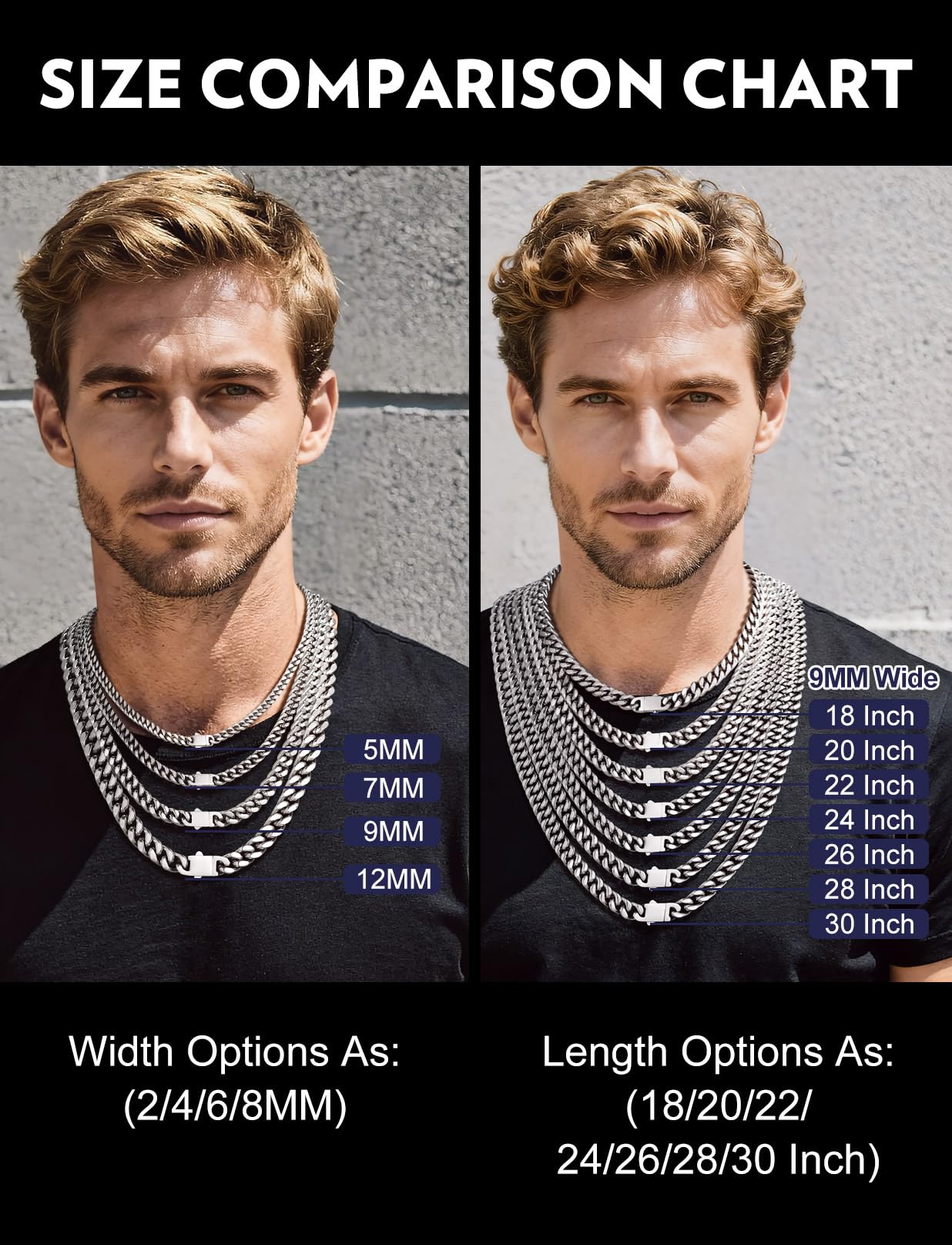 Bandmax Thick Cuban Link Chain for Men Cubanas Cadenas Hombres 9MM Chunky Heavy Metal Miami Chain Necklace 26Inch Biker Rapper Necklace Chains