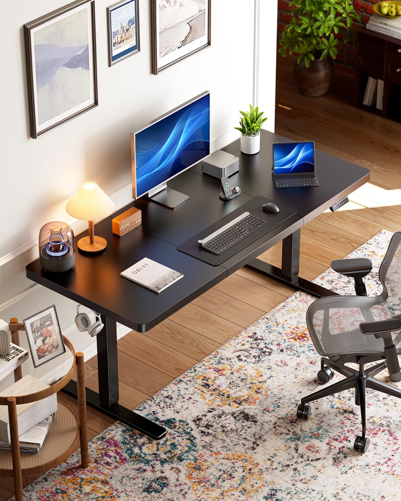 HUANUO 71 x 30 inch Electric Standing Desk, Powerful Brushless Motor Large Height Adjustable Table, 4 Memory Preset Sit Stand Up Desk, Home Office Computer Table with Thick T-Shaped Frame