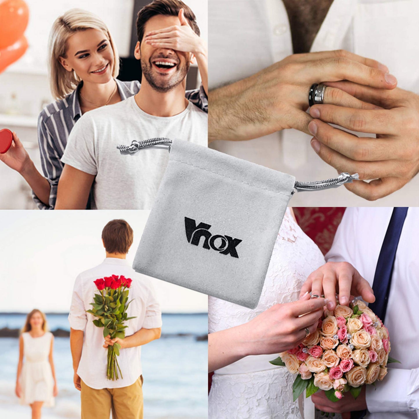VNOX Mens 8mm Brushed Matte Tungsten Carbide Classical Simple Plain Personalized Custom Name Date Wedding Band Wedding Engagement Ring,Black,Size 12