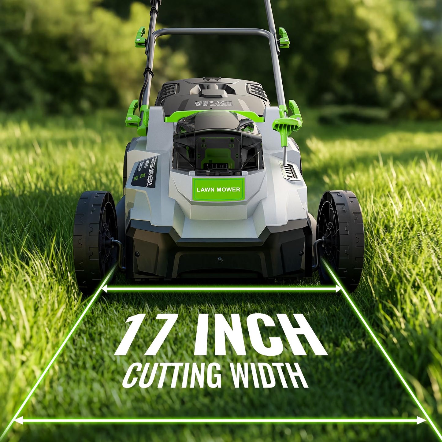 40V Cordless Lawn Mower, Electric Battery Powered 4.0Ah Walk Behind Lawnmower, 17” Cutting Width, 6-Position Height Adjustment, Bagging & Mulching Model, for Garden/Patio/Yark