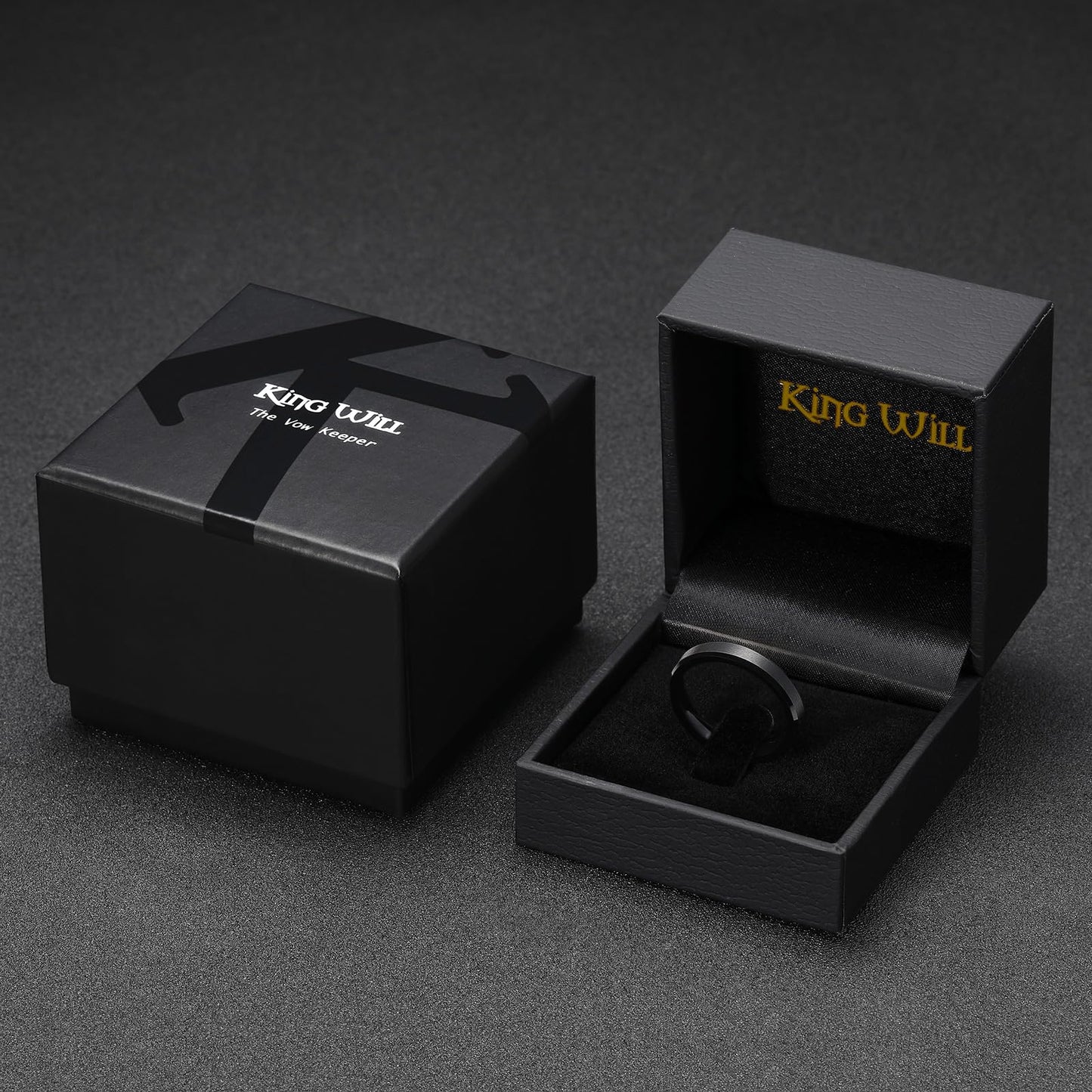 King Will 4mm Black Tungsten Men's Wedding Band - Brushed Matte Finish, Beveled Polished Edge, Comfort Fit 9