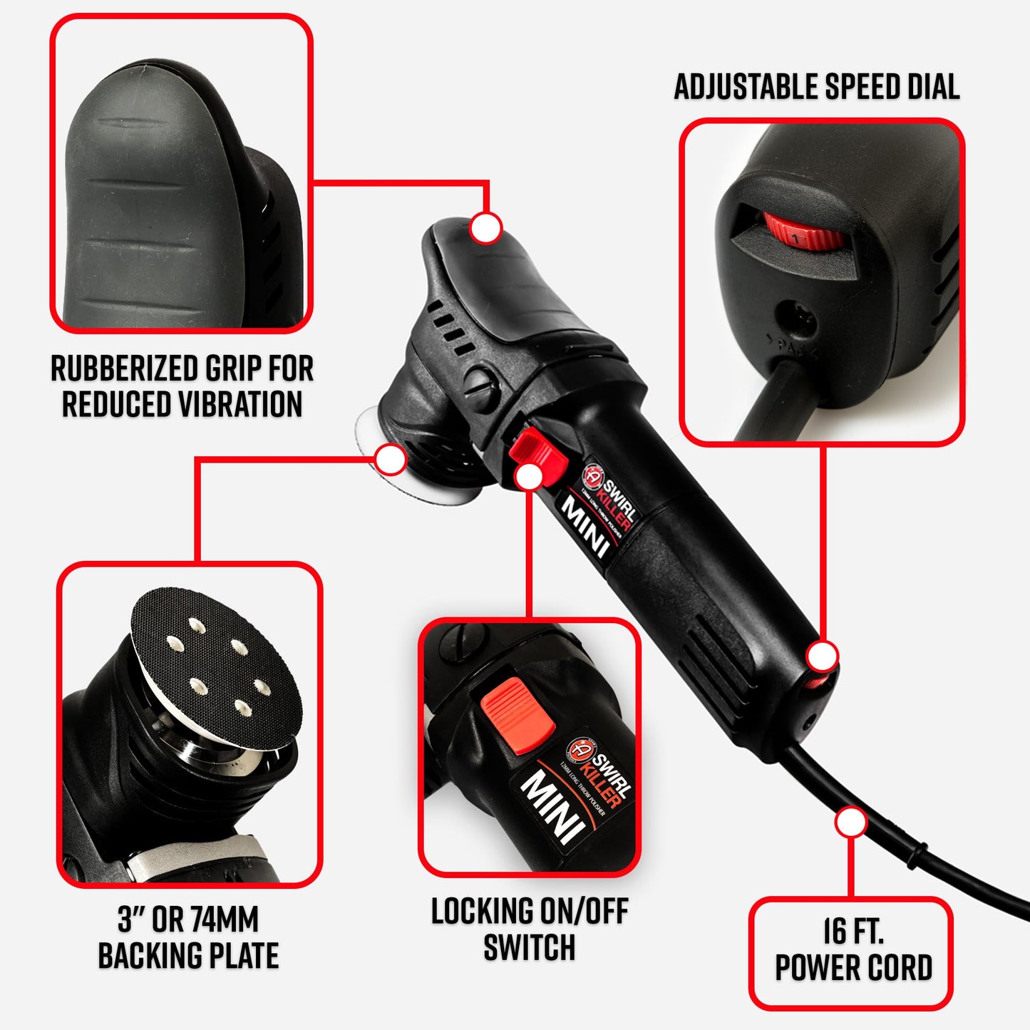 Adam's Polishes Swirl Killer 12mm Polisher - Orbital Polishing Paint Correcting Buffer Tool - Car Scratch Remover - Use Post Car Wash Clay Bar & Pre Wax or Ceramic Coating