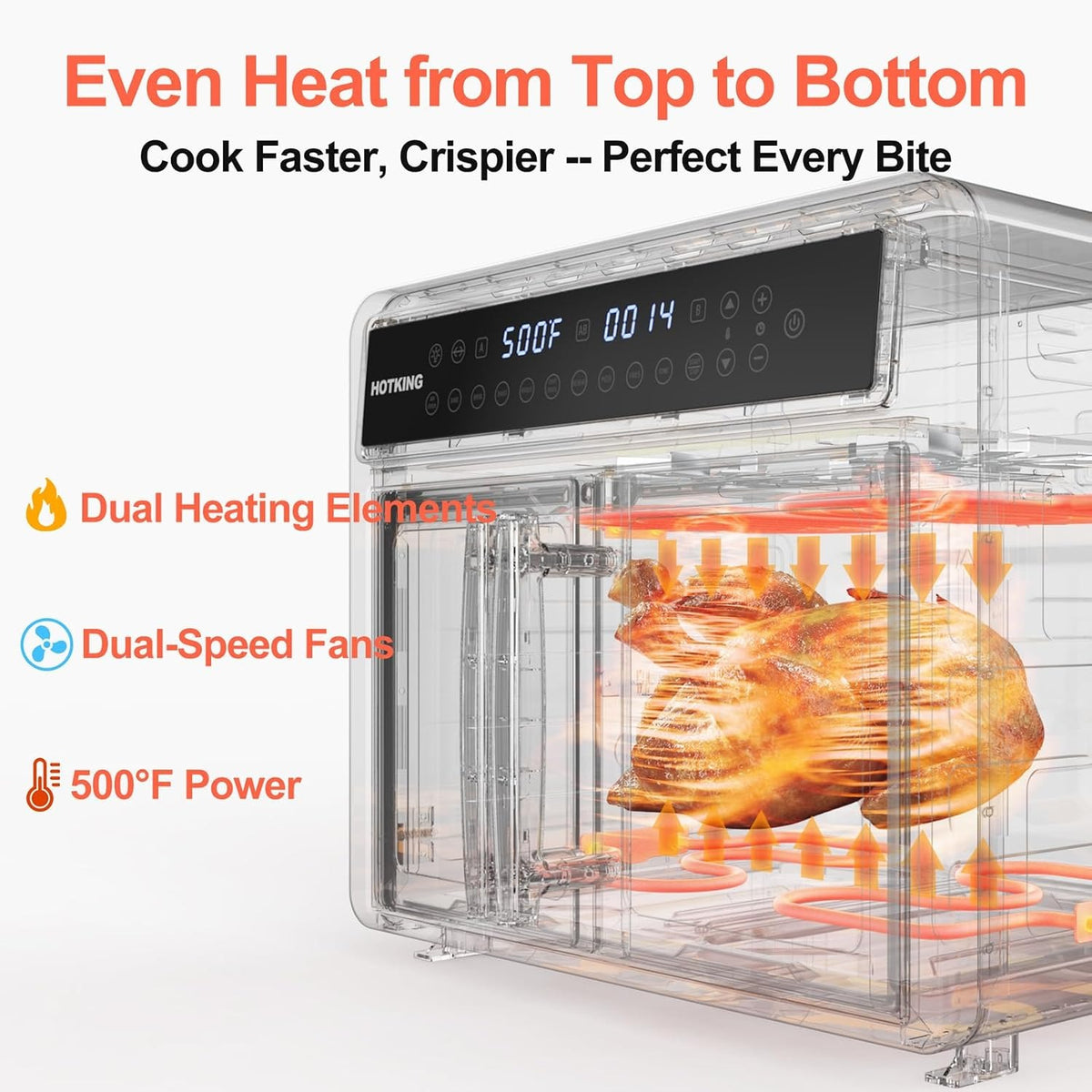 28 QT XL Convection Oven French Door, Stainless Steel Non-Toxic, 10-in-1 Multifunction, 500F Broil, Rotisserie, Dehydrate, Reheat, Bake, ETL Rated