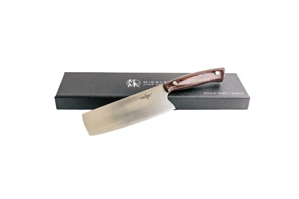 Middleton Made Knives Echo 6 Nakiri Knife - 6 Inch Chef Knife - Handmade Professional Chef Knife - Chefs Knife Made with AEB-L Stainless Steel - USA Made Nakiri Chef Knife - Great Chef Gifts - Walnut