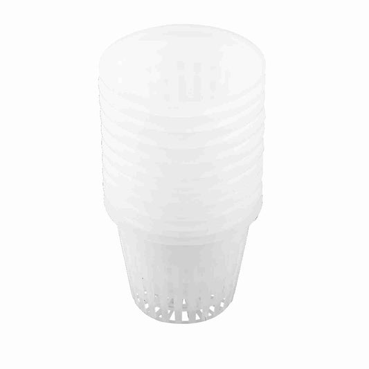 Hydroponic Net Cups, 10 Pack, 3 Inch, White, PP Plastic Mesh Pot Basket for Aeroponic Systems, Indoor and Outdoor Plant Growing
