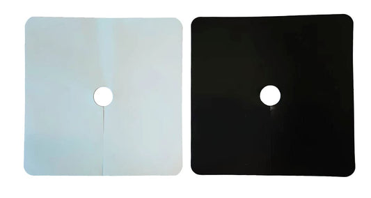 Plant Grow Lids for Pots and Rockwool Blocks (4'' x 4'' Square Block Covers - Packof 120, Black & White)