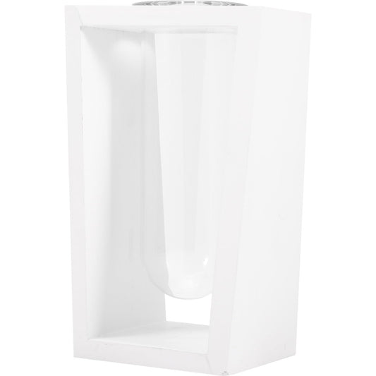 PRETYZOOM Wooden Frame Test Tube Plant Vase for Indoor Hydroponic Propagation, Glass Flower Vase with White Stand, Tube Planter Terrarium for Home and Office Décor