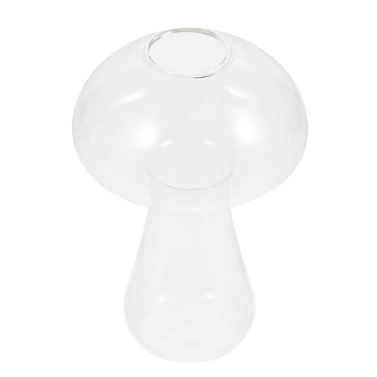 Kichvoe Glass Mushroom Vase Small 12x8cm Decorative Flower Planter Hydroponic Glass Terrarium for Home and Desktop Plant Arrangement