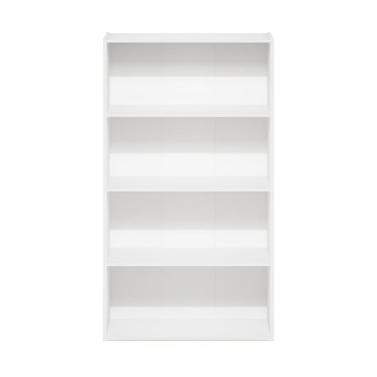 Furinno PASIR Book Shelf, 4-Tier Bookshelf, Bookcase with Open Shelf, 9.4 x 23.6 x 41.7, for Living Room, Bedroom, Home Office, Plain White