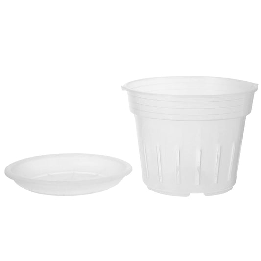 Toddmomy Slotted Orchid Pot with Tray 7.20X7.20X5.94In Clear Plastic Flower Pot for Indoor Gardening and Nursery Plants with Ventilation Holes