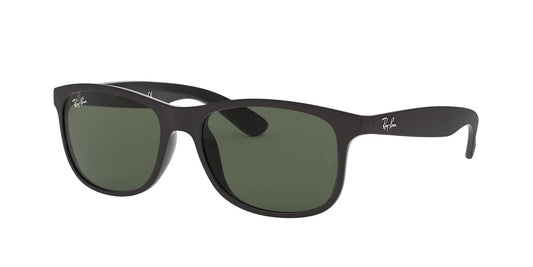 Ray-Ban Unisex RB4202 Andy Rectangular Sunglasses, Matte Black On Black/Dark Green, 55 mm