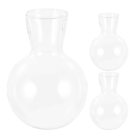 MINAOLULUS 3pcs High Borosilicate Glass Plant Pot with Wood Stand, Desktop Propagation Vase for Hydroponic Plants and Flowers, Glass Terrarium Planter for Home Décor