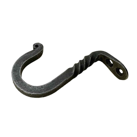 Living Ideas Hand Forged Under Mount Classic Style Ceiling Hook - Wrought Iron Handmade Twisted for Planters, Lanterns, Hanging Bird Feeders, Wind Chimes - Decorative Hooks