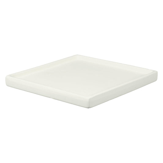 YELARXI 7.5 Inch Ceramic Plant Saucers, Square Flower Planter Water Trays Ceramic Plant Saucer Pot Tray -Fitting for (Outdoor/Indoors/Garden/Planting/Water/Flower/Coffee) Beige
