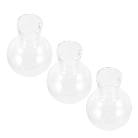 MAGICLULU 3pcs Hydroponic Propagation Glass Vase Set with Holes on Wooden Stand, High Borosilicate Glass Planter for Plant Terrarium and Indoor Gardening Decor