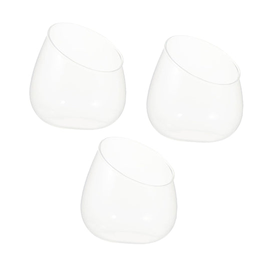 Homoyoyo 3pcs Glass Slant Cut Terrarium Bottles for Micro Landscape, Tabletop Ecological Glass Display with Angled Opening, Decorative Plant Bottle Set for Home Décor