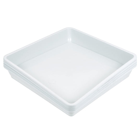 MECCANIXITY Plant Pot Saucer 6 Inch Plastic Square Flower Drip Tray for Indoor Outdoor, White Pack of 4
