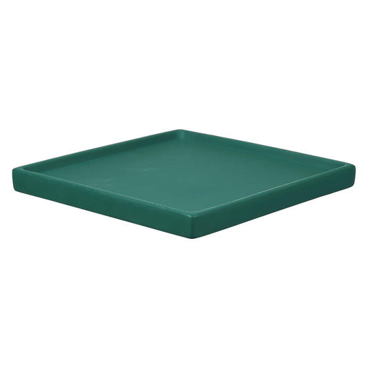 YELARXI 7.5 Inch Ceramic Plant Saucers, Square Flower Planter Water Trays Ceramic Plant Saucer Pot Tray -Fitting for (Outdoor/Indoors/Garden/Planting/Water/Flower/Coffee) Green Blue
