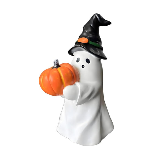 Halloween Ghost Figurine,3D Resin Pumpkin Ghost Decor,Halloween Decorations Outdoor Indoor,Unique Decoration for HomeOutside Porch Garden Yard Lawn Party Decorations (A)