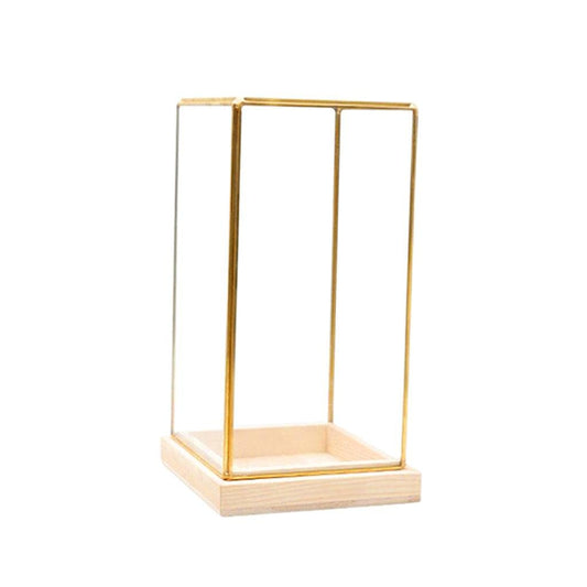homozy Generic Glass Display Case Decorative Dustproof Showcase with Brass Frames, Lock, Displaying Box for Collectibles Jar Terrarium Plants Glass Container, S